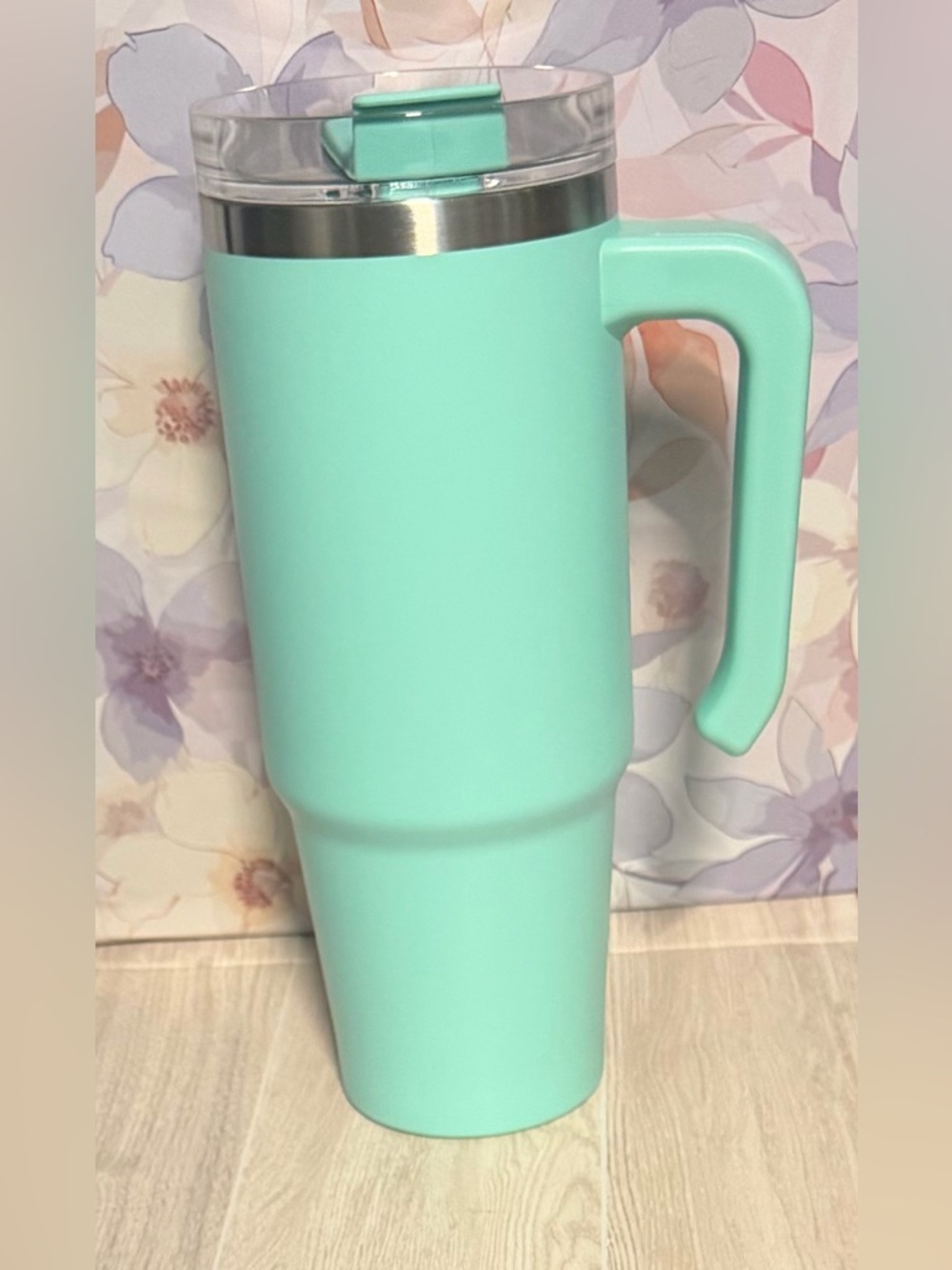 Mint Green Insulated Travel Mug with Handle